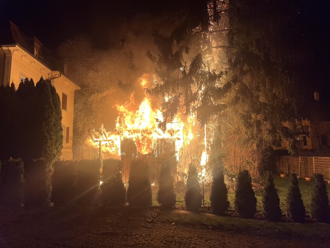 In Amriswil brannten Gartengebäude und eine Tanne in der Nacht. Polizei sucht Zeugen zum Brandherd und dessen Ursachen.