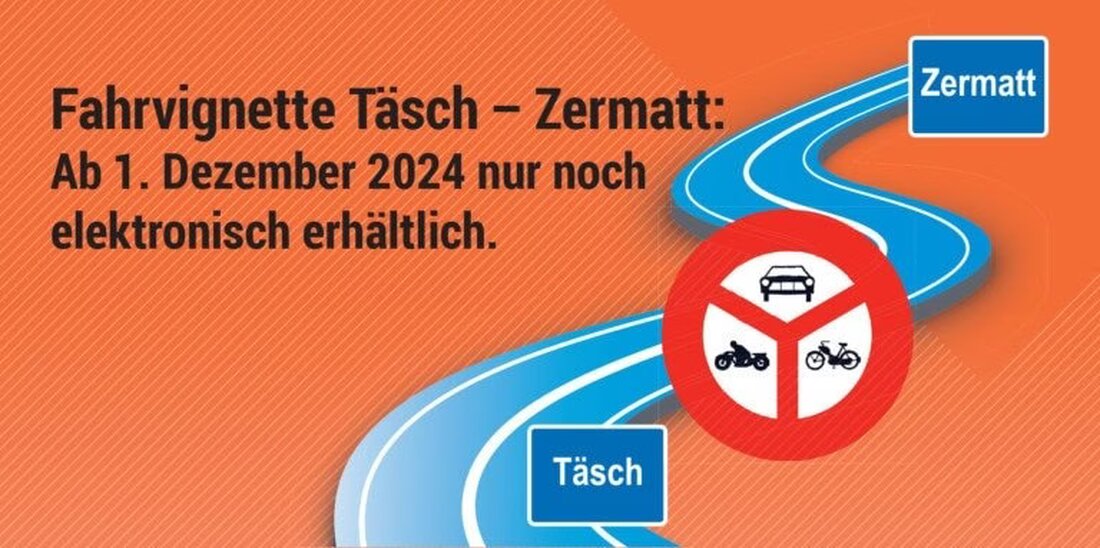 Ab 1. Dezember 2024 ist die Fahrvignette für die Strecke Täsch – Zermatt nur noch elektronisch über die App «Strasse NG13» erhältlich.