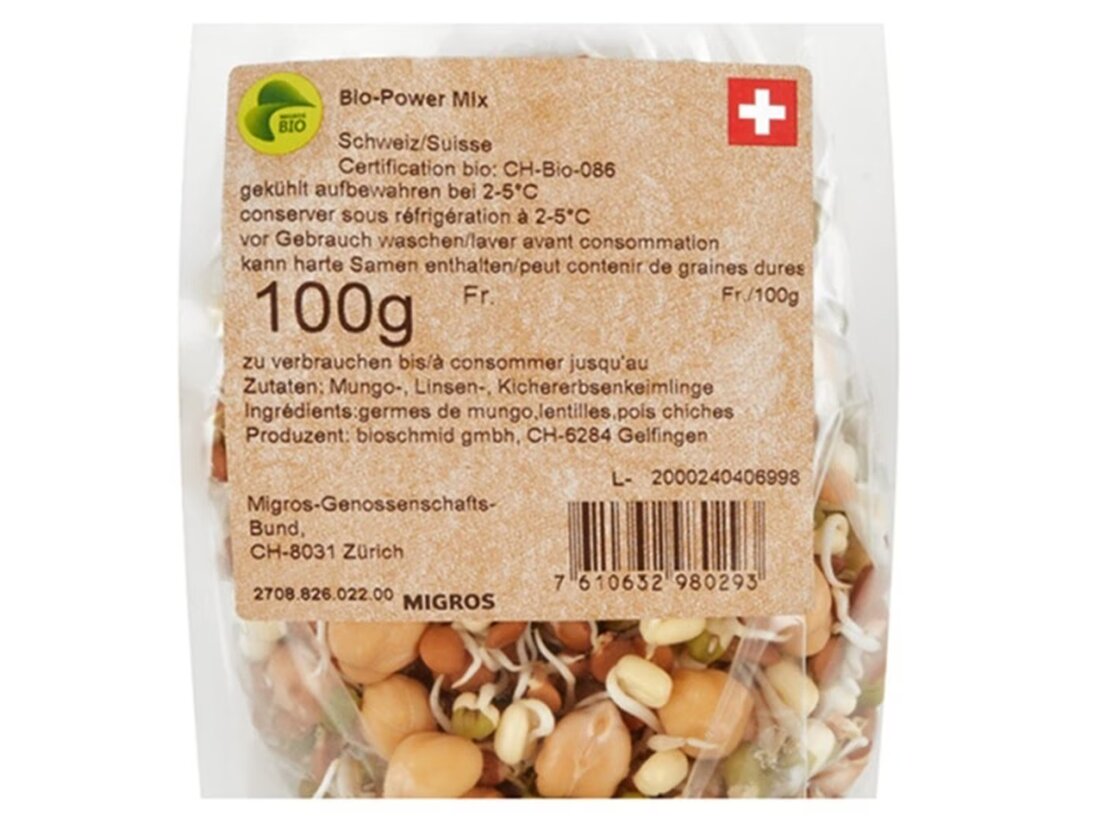 Öffentliche Warnung: Salmonellen im Bio-Power Mix bei Migros. Betroffene Produkte nicht konsumieren, Symptome beachten!