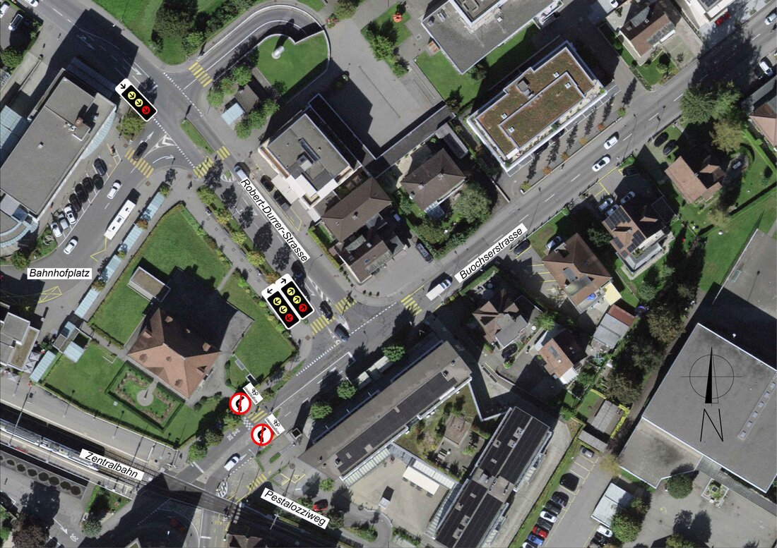Ab 19. Mai testet Stans zwei Ampeln an der Robert-Durrer-Strasse, um Verkehr und Verspätungen für Postautos zu reduzieren.