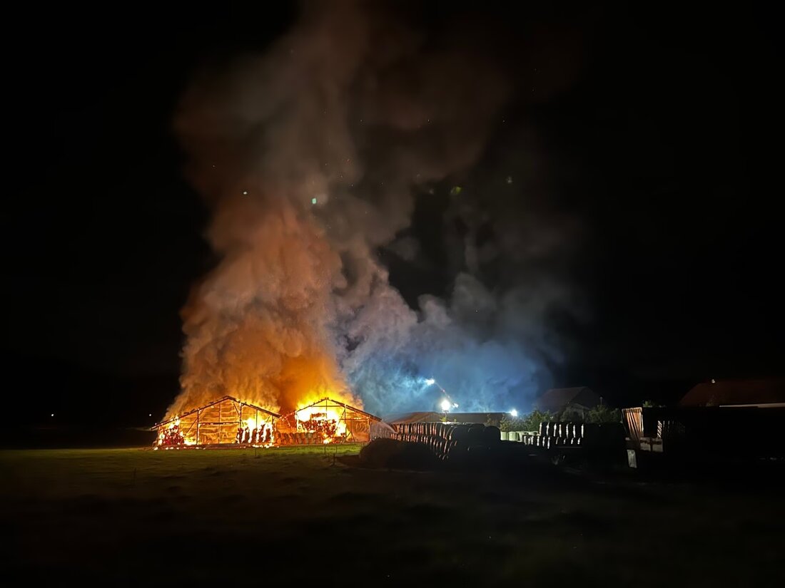 In Gränichen brannten zwei landwirtschaftliche Lagerhallen nieder. Trotz enormem Schaden blieben Menschen und Tiere unversehrt.