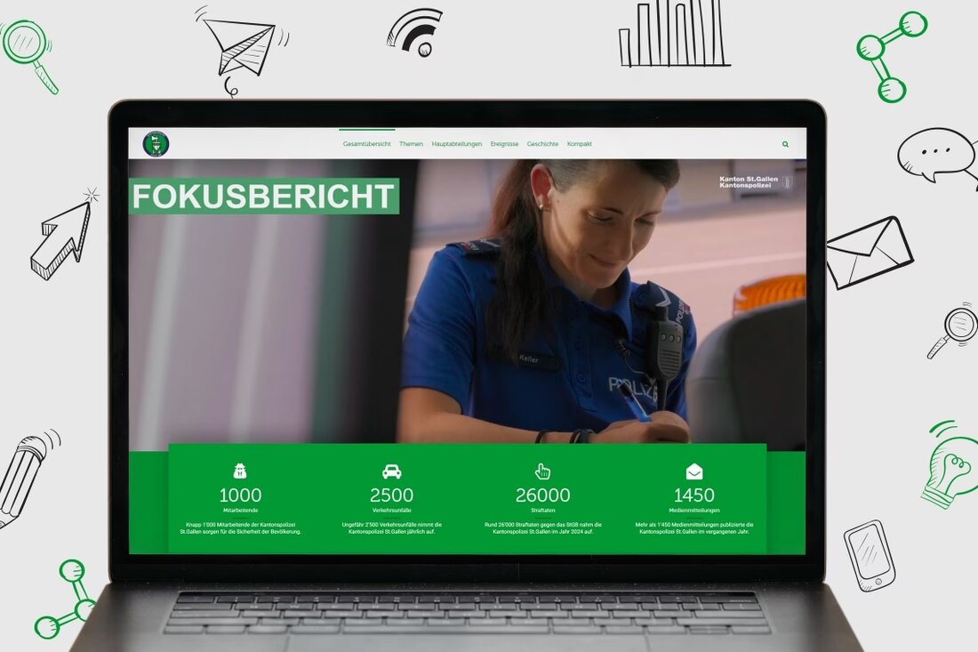 Der Fokusbericht 2024 der Kantonspolizei St.Gallen bietet einen interaktiven Rückblick auf ihre vielfältigen Tätigkeiten. Ab 31.03.2025 online.