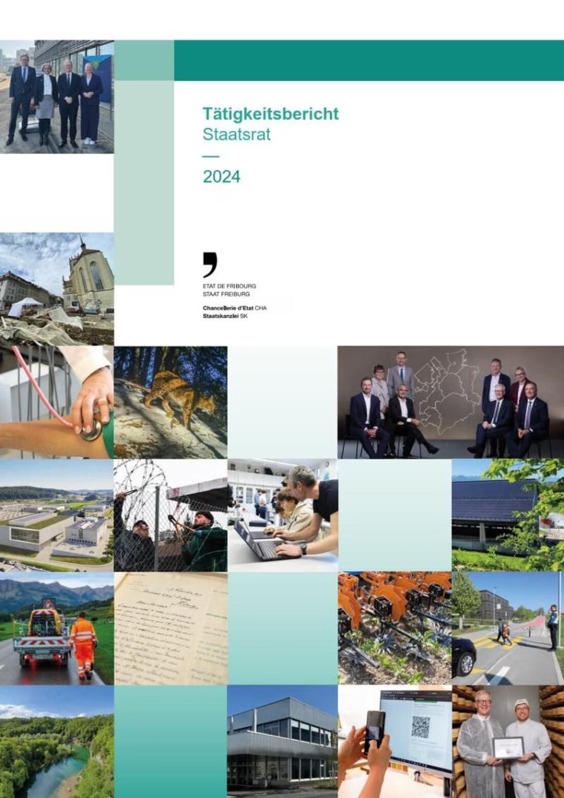 Der Freiburger Staatsrat präsentiert 2024 seinen Tätigkeitsbericht, der Fortschritte in Wirtschaft, Gesundheit und Klimaschutz dokumentiert.