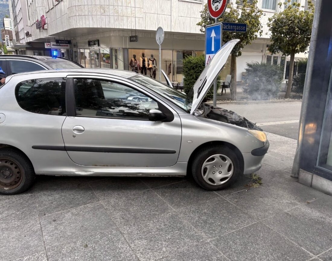 Ein grauer Citroen missachtete ein Haltezeichen beim Zollamt Kriessern, verunfallte in Buchs. Zeugen gesucht!