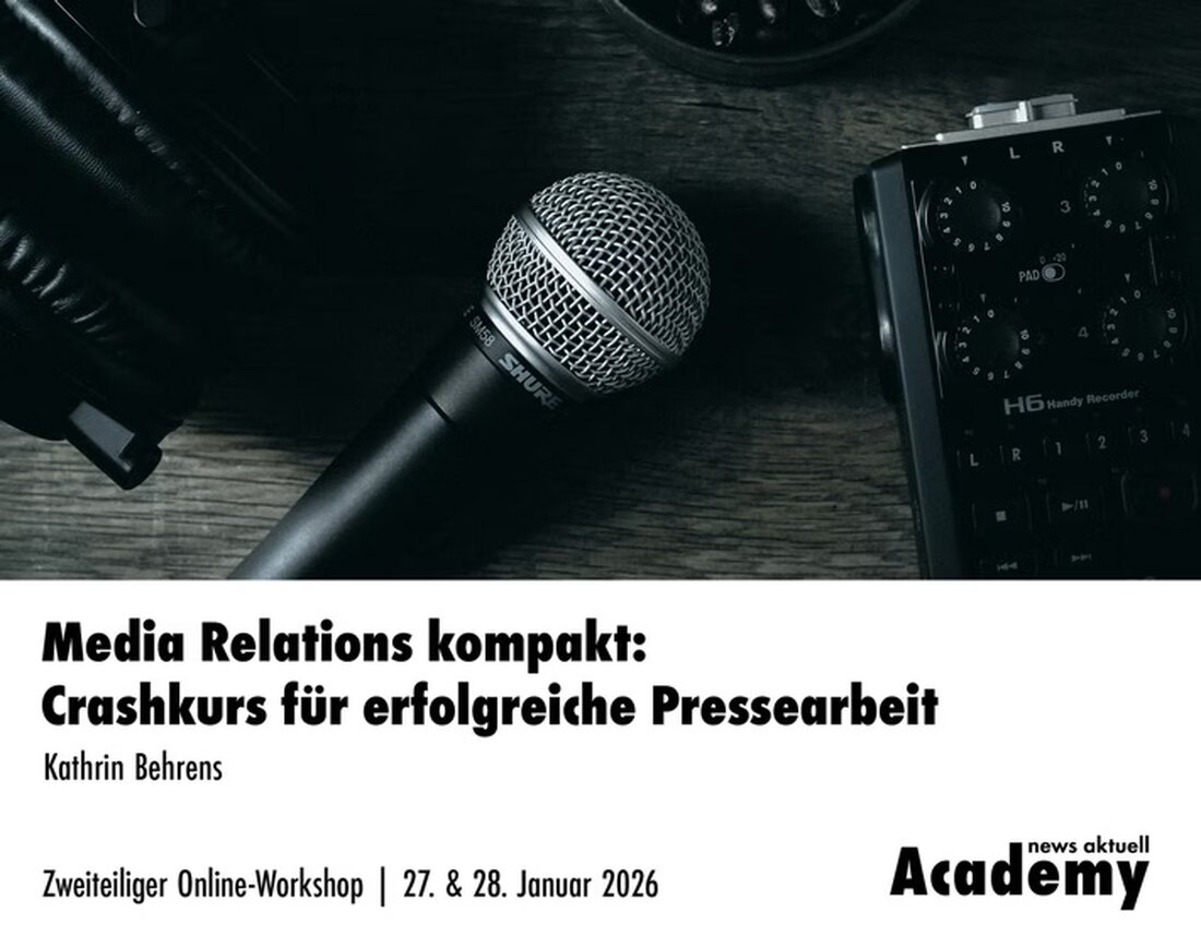 Lernen Sie in unserem Online-Workshop von Experten der news aktuell Academy, wie erfolgreiche Pressearbeit funktioniert. Anmeldung bis 12. Januar 2026.