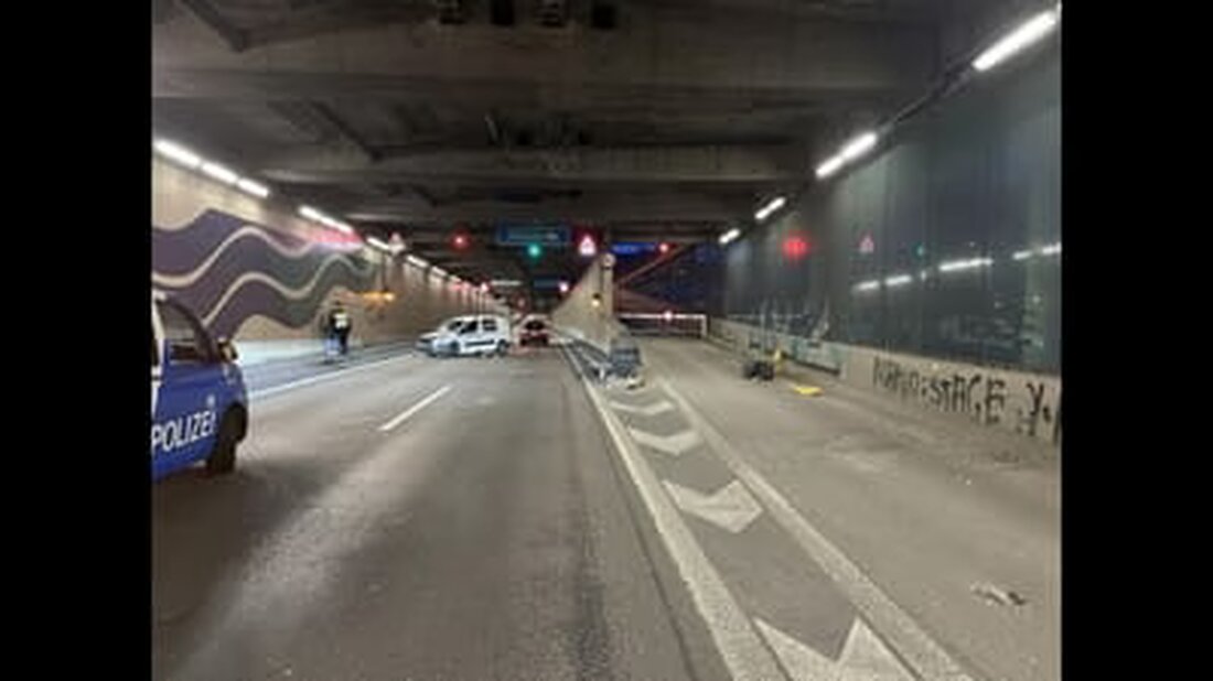 Ein 29-Jähriger verlor im Tunnel der Dreirosenbrücke die Kontrolle über sein Fahrzeug. Der Tunnel war bis 8.30 Uhr gesperrt.