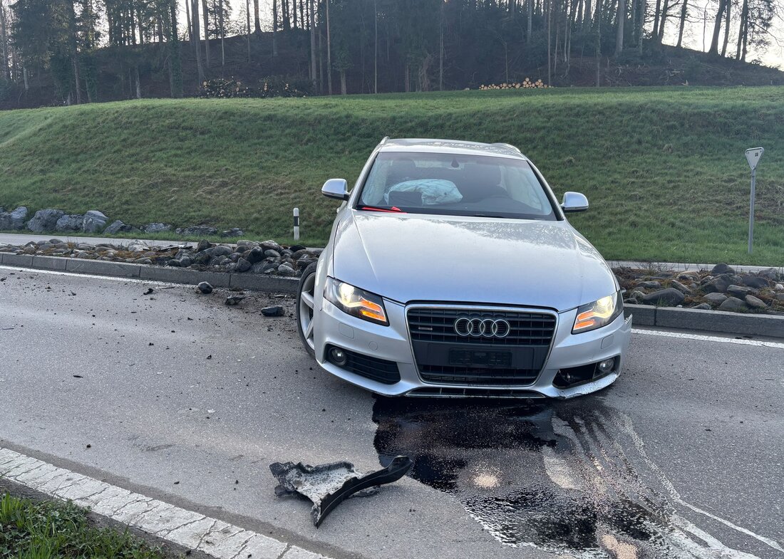 In Wuppenau verursachte ein 18-jähriger Autofahrer nach einem Sekundenschlaf einen Unfall, blieb jedoch unverletzt.