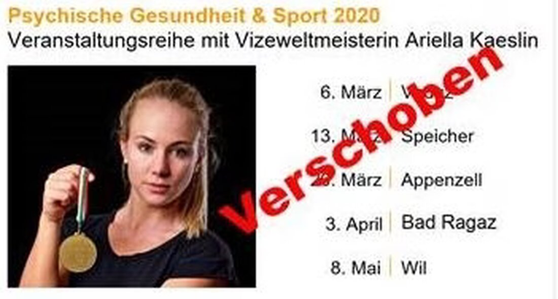 Ariella Kaeslin diskutiert, wie Sport die psychische Gesundheit beeinflusst. Kostenfreie Veranstaltungen im März und April 2020.