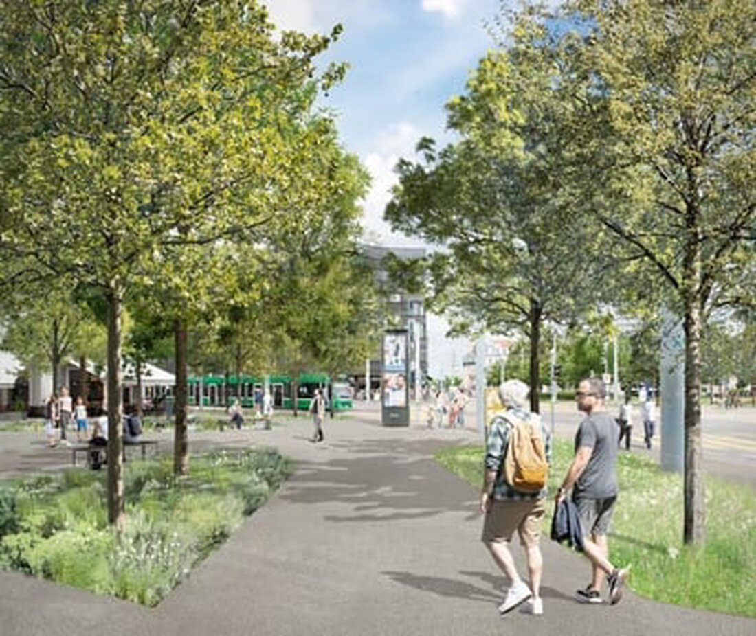 Ab Januar 2025 wird der Voltaplatz begrünt: Elf neue Bäume, Pflanzrabatten und Sitzgelegenheiten schaffen ein besseres Stadtklima.