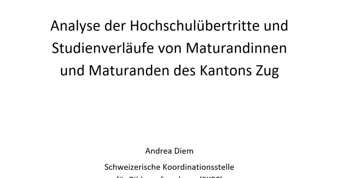 Die Studie der DBK zeigt, dass 94 % der Maturand:innen im Kanton Zug ein Hochschulstudium aufnehmen. Ein Vergleich mit der Deutschschweiz.