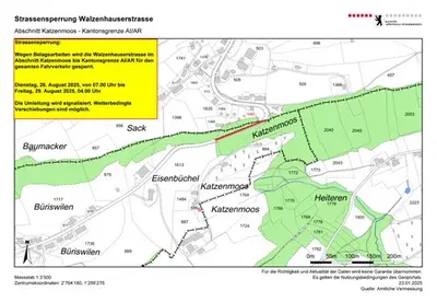 Wichtige Sperrung der Walzenhauserstrasse: Umleitungen ab 26. August!